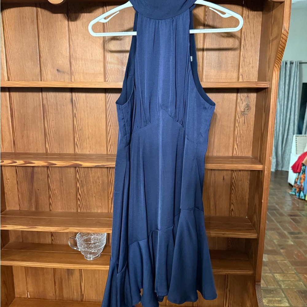 Navy Blue Sleeveless Halter Dress